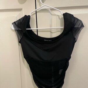 Black Mesh Sleeve Going Out Top